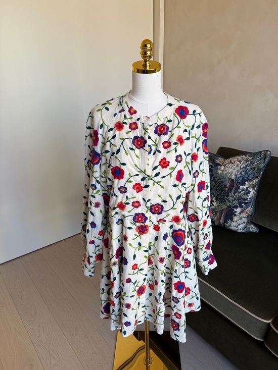 Sezane Editions Alizia Floral Long Sleeve Dress Size 46 = US XXXL or 14 - Picture 2 of 13